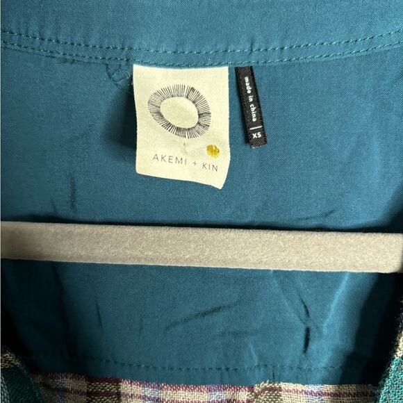 Akemi + Kin Green and Blue Plaid Button Down Tunic Dress Size XS - Picture 5 of 7